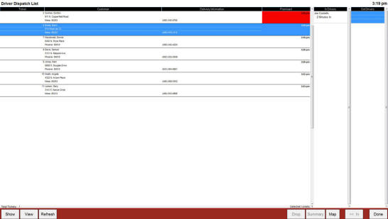 Use pizza POS to track delivery orders and drivers