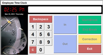 Restaurant point of sale employee time clock