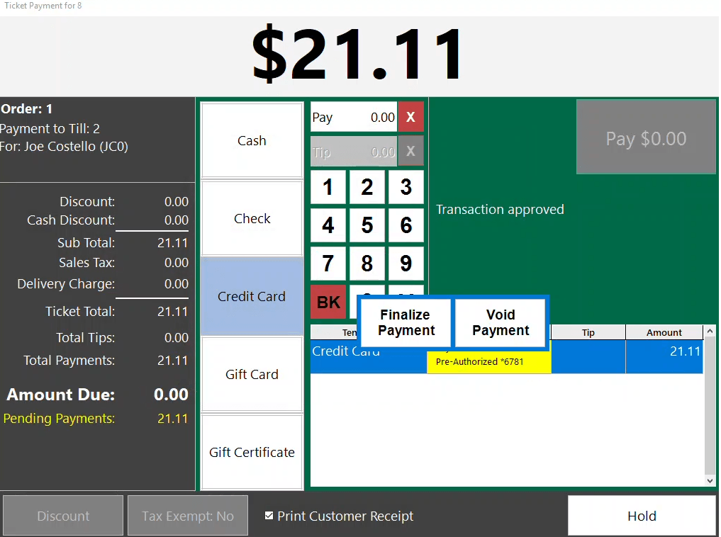 Void and Finalize Payments